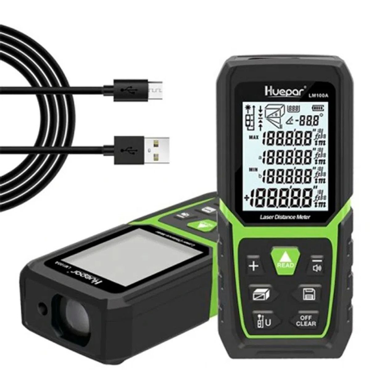 HUEPAR - Medidor de distancia Láser Huepar LM120A 120m LCD Recargable