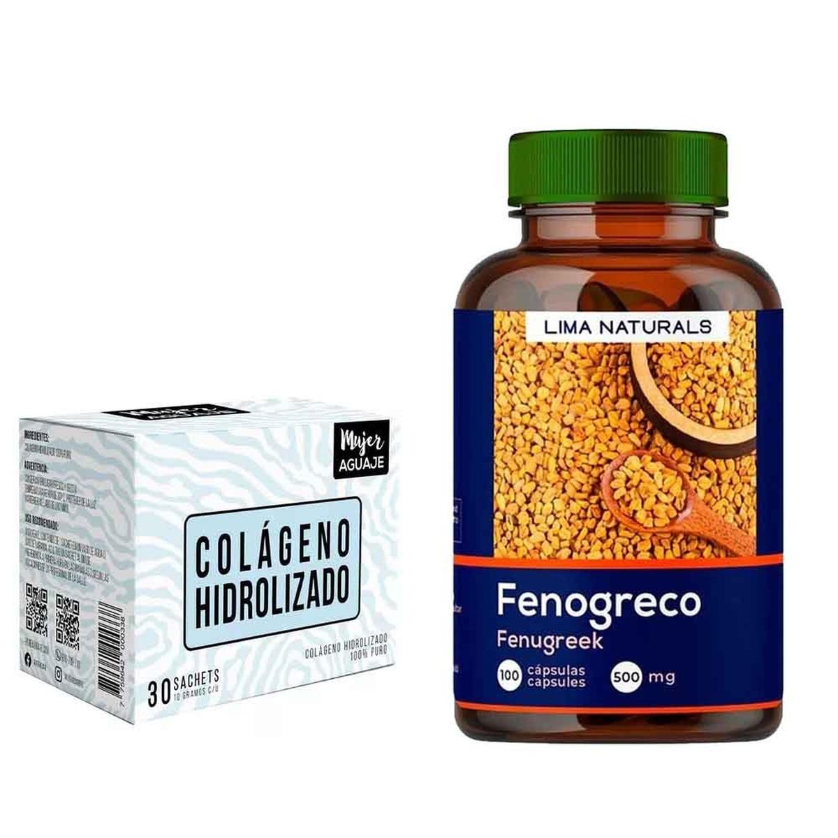 LIMA NATURALS - Colageno Hidrolizado Caja 30 sachets + Fenogreco 100 Cápsulas Lima Naturals