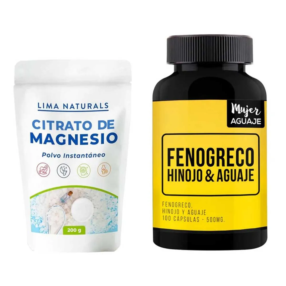 MUJER AGUAJE - Citrato de Magnesio 200 g + Fenogreco Hinojo & Aguaje 100 Cápsulas Mujer Aguaje