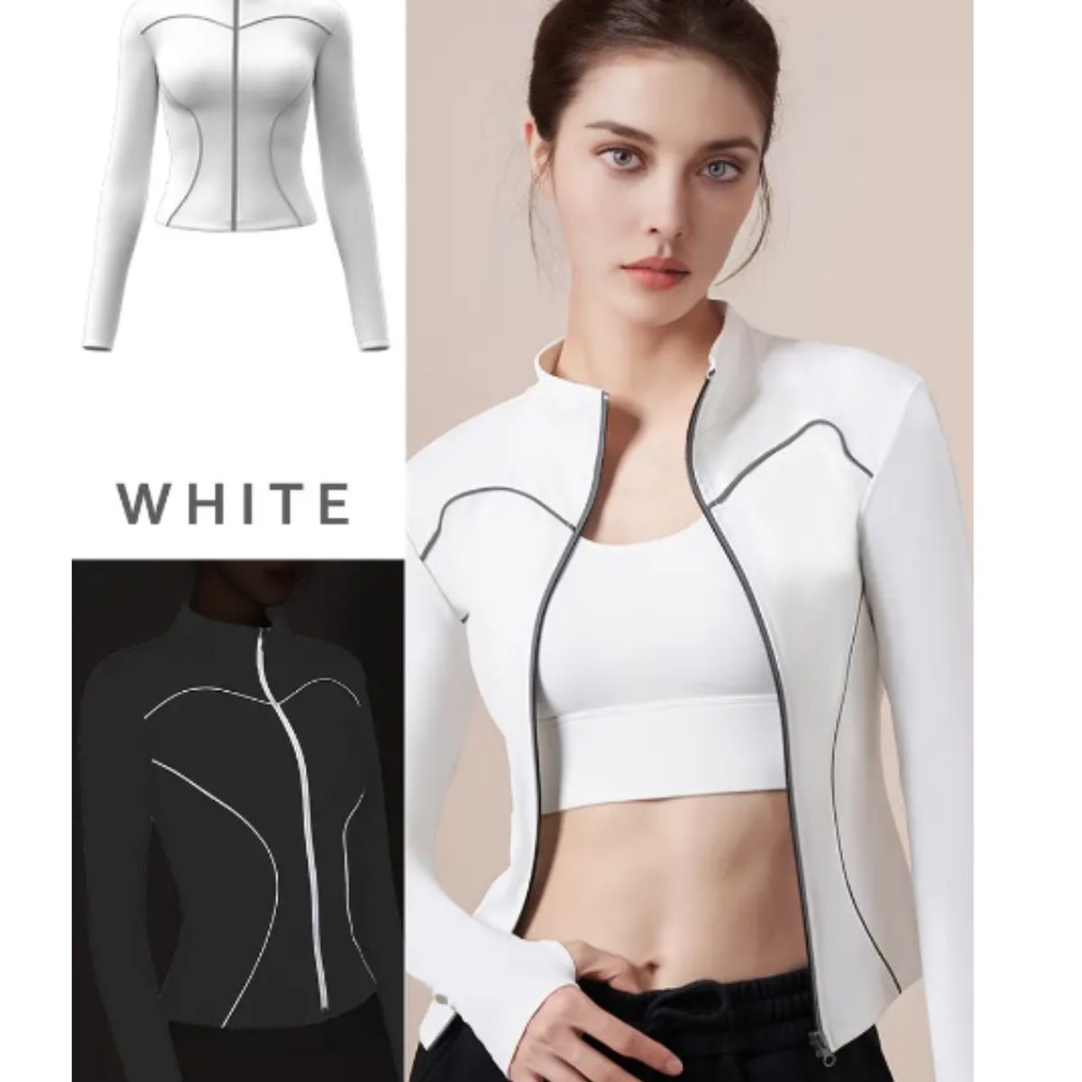 GENERICO - Casacas Deportivos con Reflector - Fit Jacket Corte Princesa