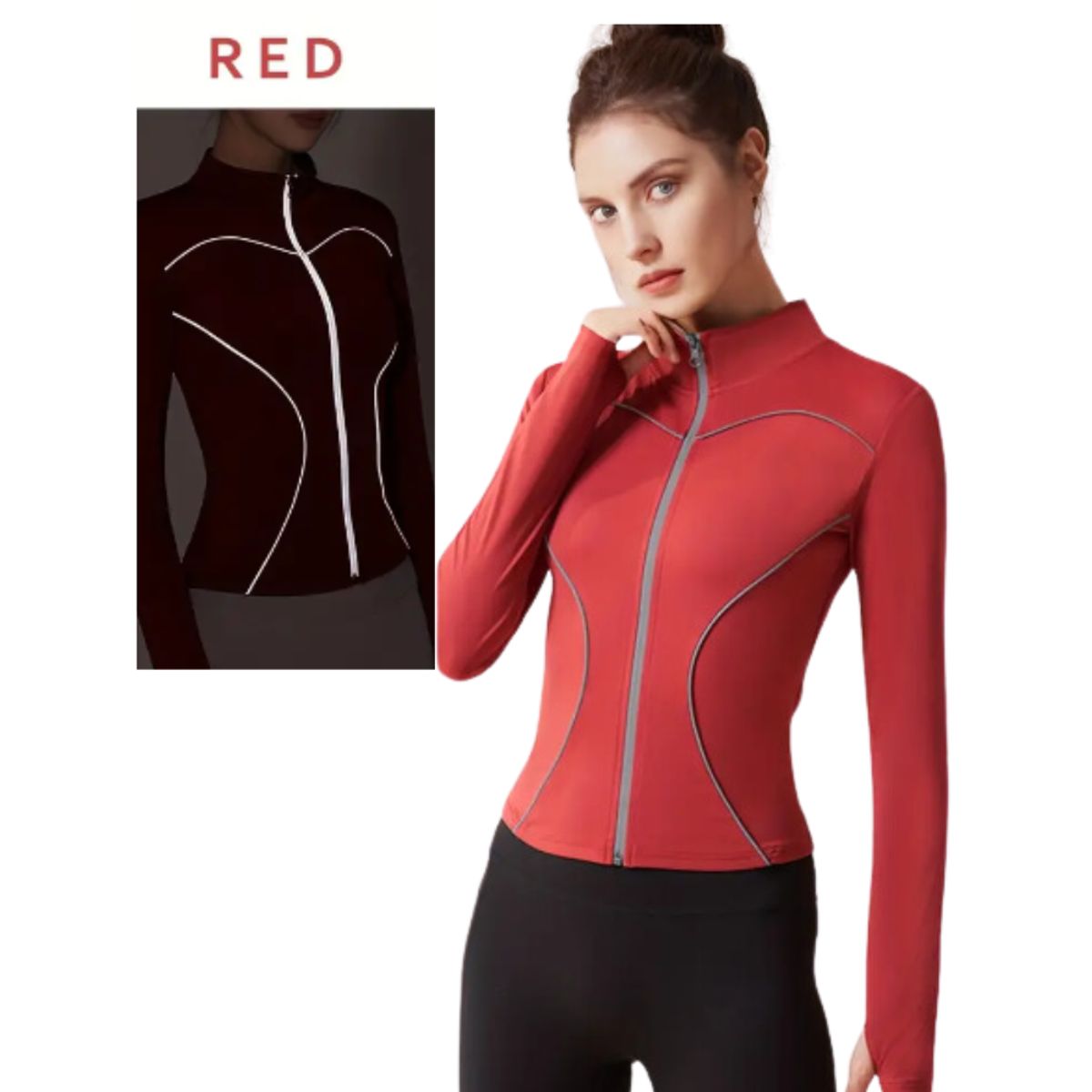 GENERICO - Casacas Deportivos con Reflector - Fit Jacket Corte Princesa