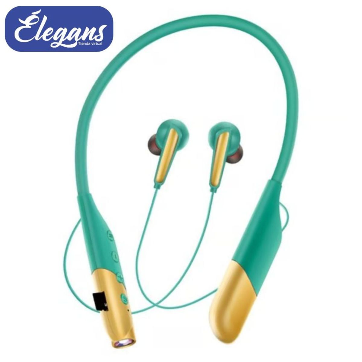 SEISA - Audífono bluetooth con linterna color verde oscuro AKZ-R11 Élegans