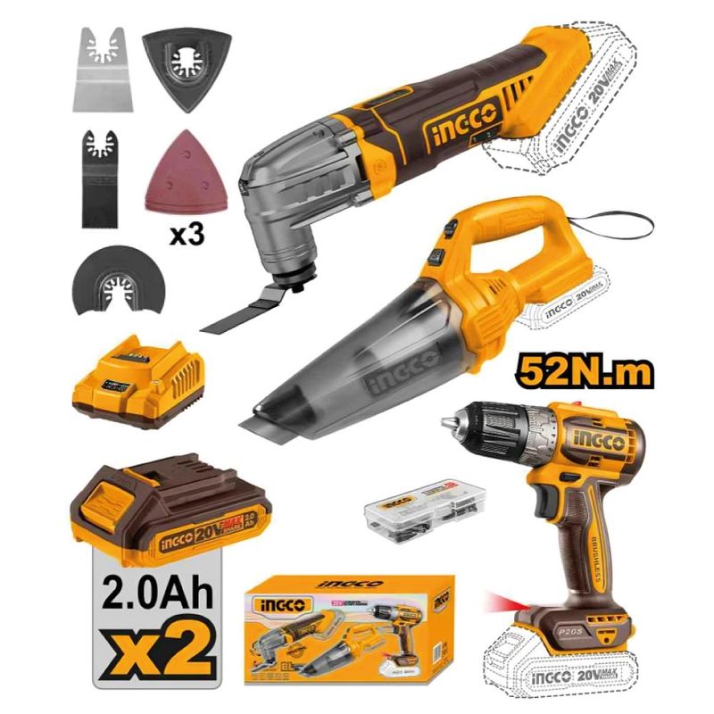 INGCO TOOLS - ATORNILLADOR INGCO + HERRAMIENTA MULTIFUNCIÓN + ASPIRADOR COSLI240685