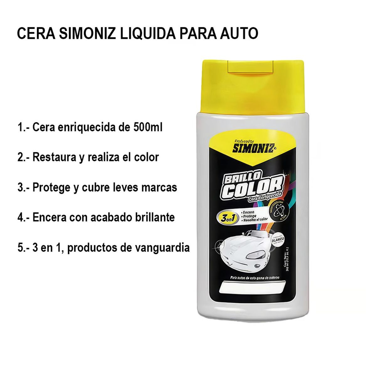 SIMONIZ - Cera Simoniz Liquida 500ml 3en1 Blanco