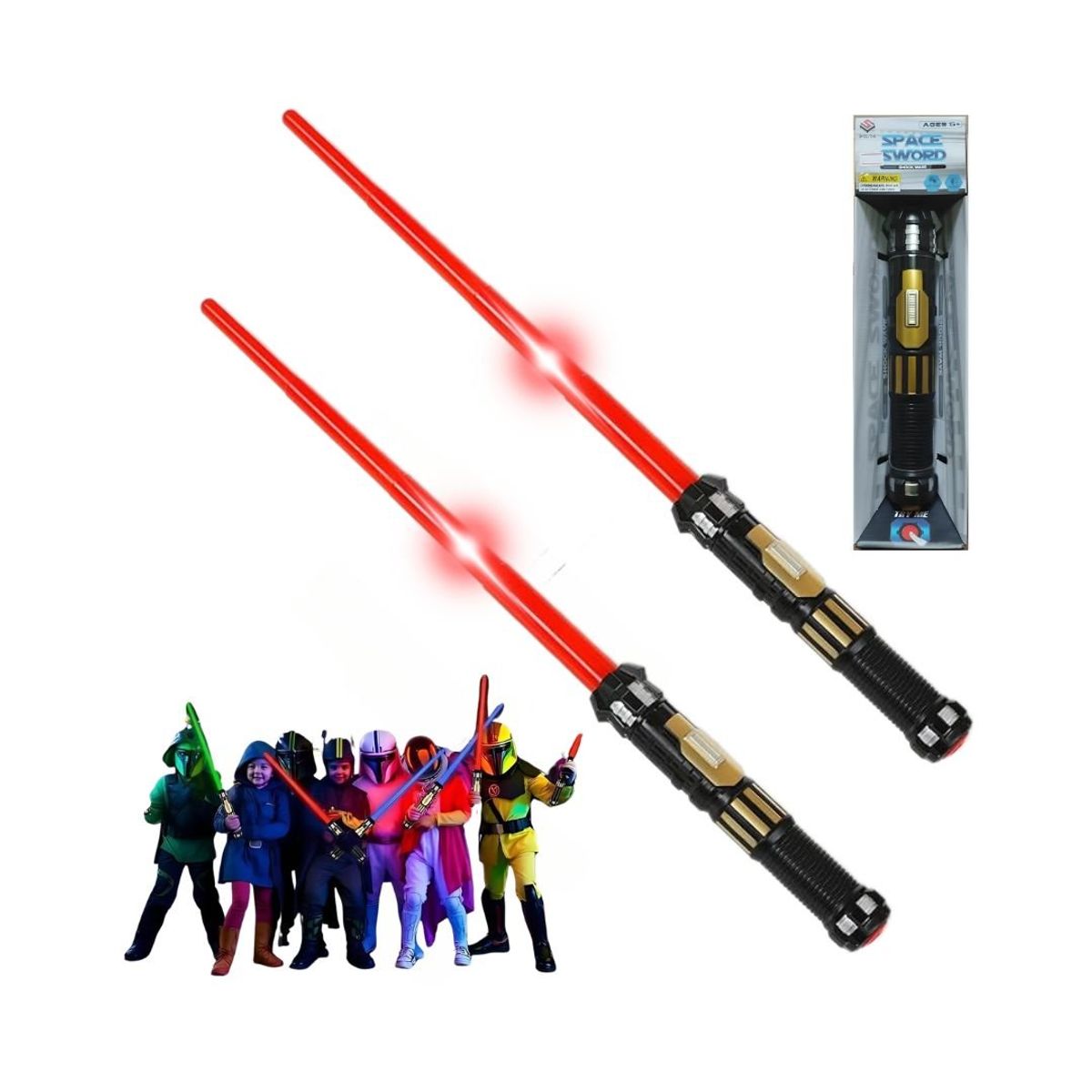 GENERICO - 2 Juguetes Espadas Sable Retractil De Luz LED