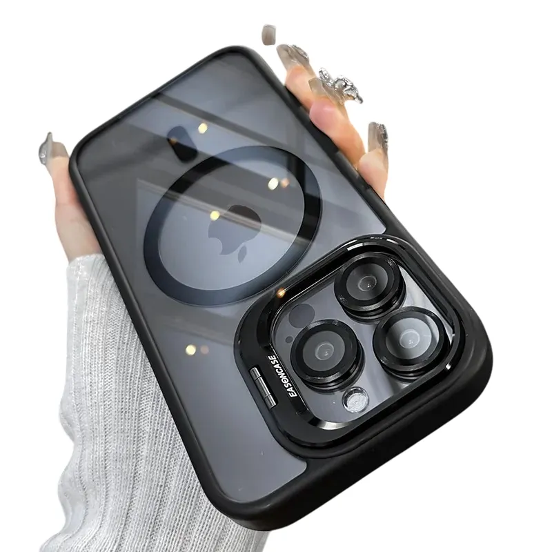 OEM - Funda Iphone 16 pro max Magsafe con Protector de camara Negro