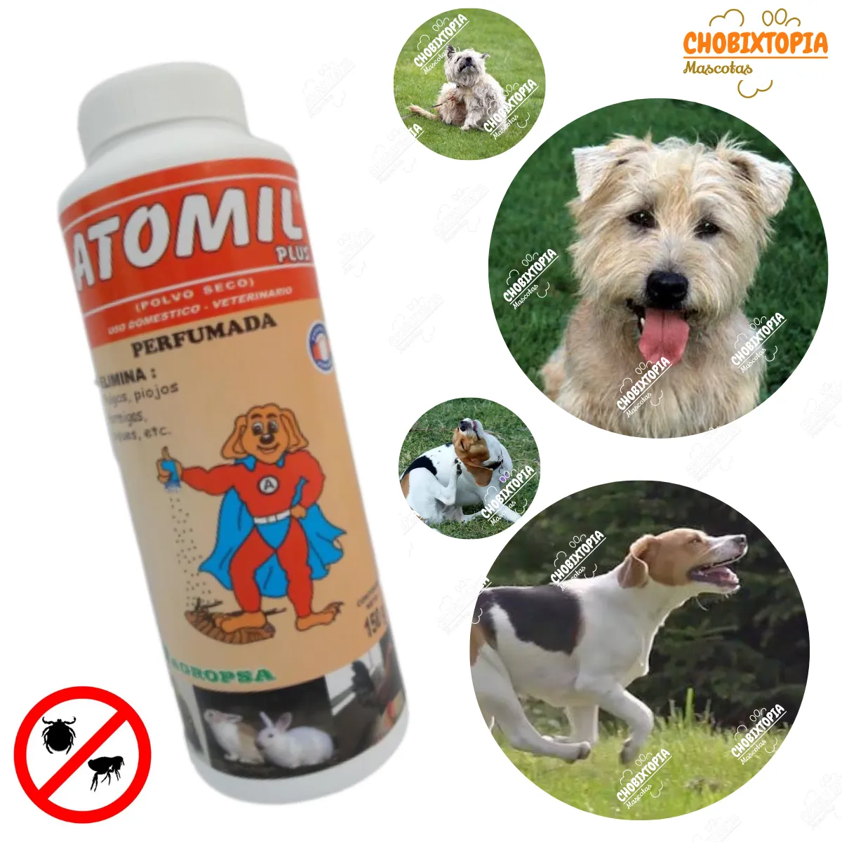 GENERICO - TALCO ANTIPULGAS Y GARRAPATAS ATOMIL-PLUS 180 g _ PERFUMADO