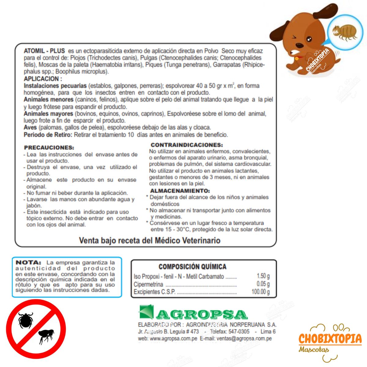 GENERICO - TALCO ANTIPULGAS Y GARRAPATAS ATOMIL-PLUS 180 g _ PERFUMADO