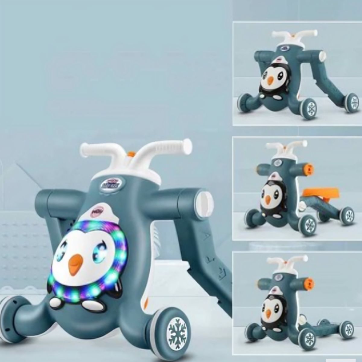 GENERICO - Andador Scooter 3 en 1 luces musical Azul Verdoso