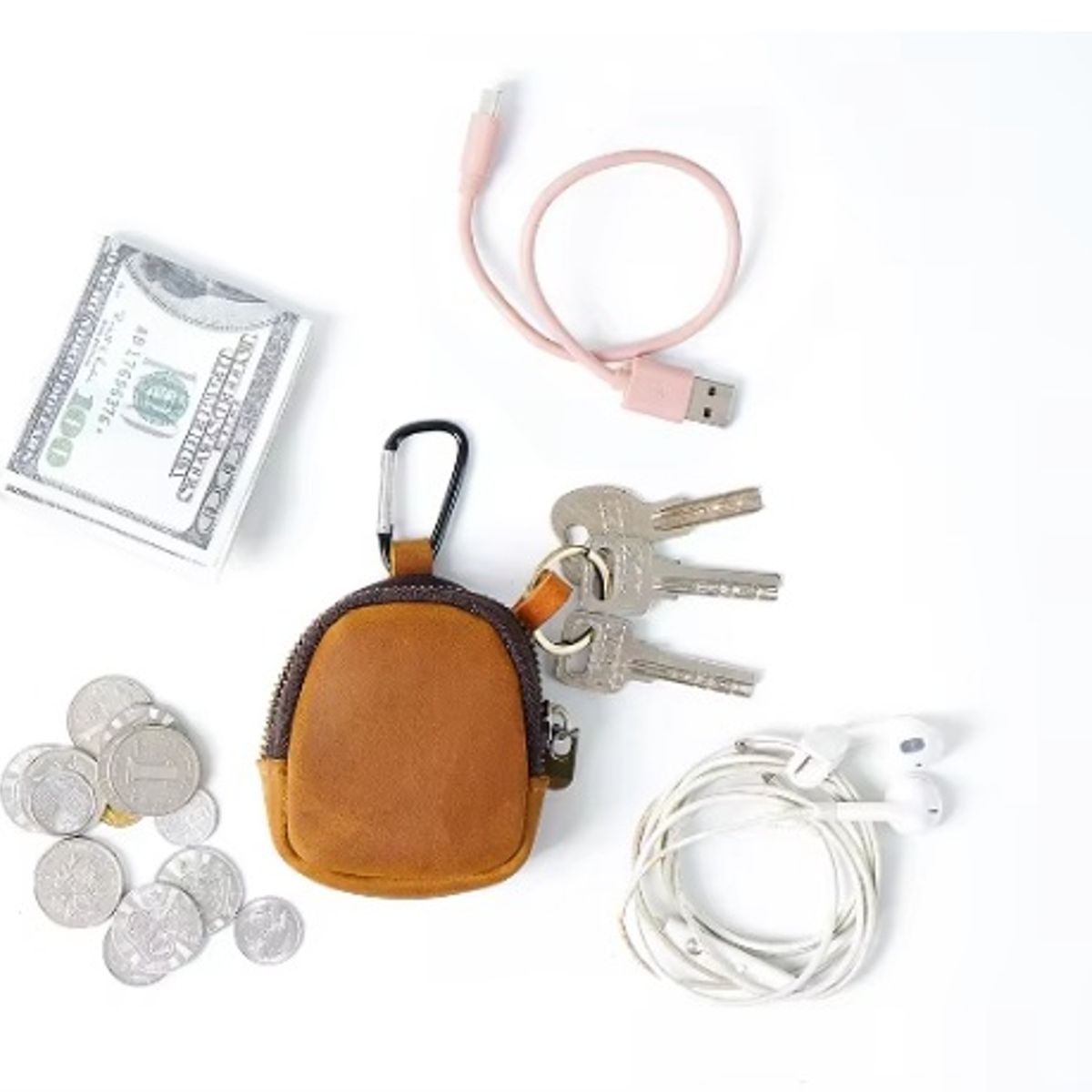 GENERICO - MONEDERO DE CUERO GENUINO PARA COLGAR