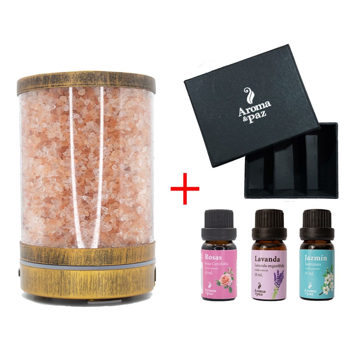 AROMA & PAZ - DIFUSOR SAL DEL HIMALAYA AROMA Y PAZ MAS KIT 3 ACEITES ESENCIALES