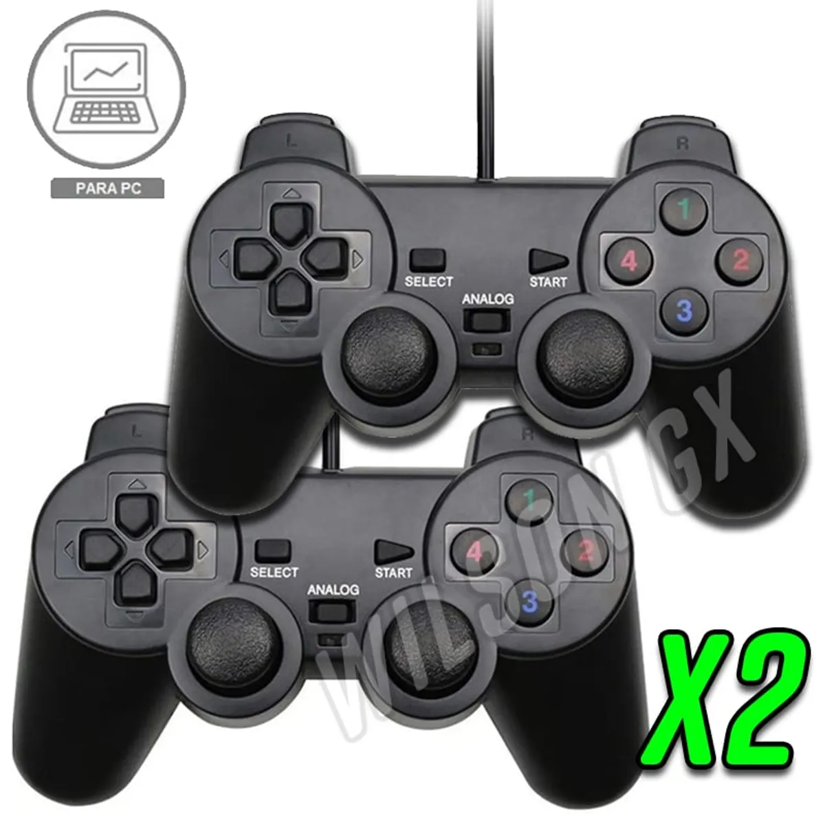 GENERICO - Combo 2 Mandos USB analógico para PC y Laptop modelo play 2