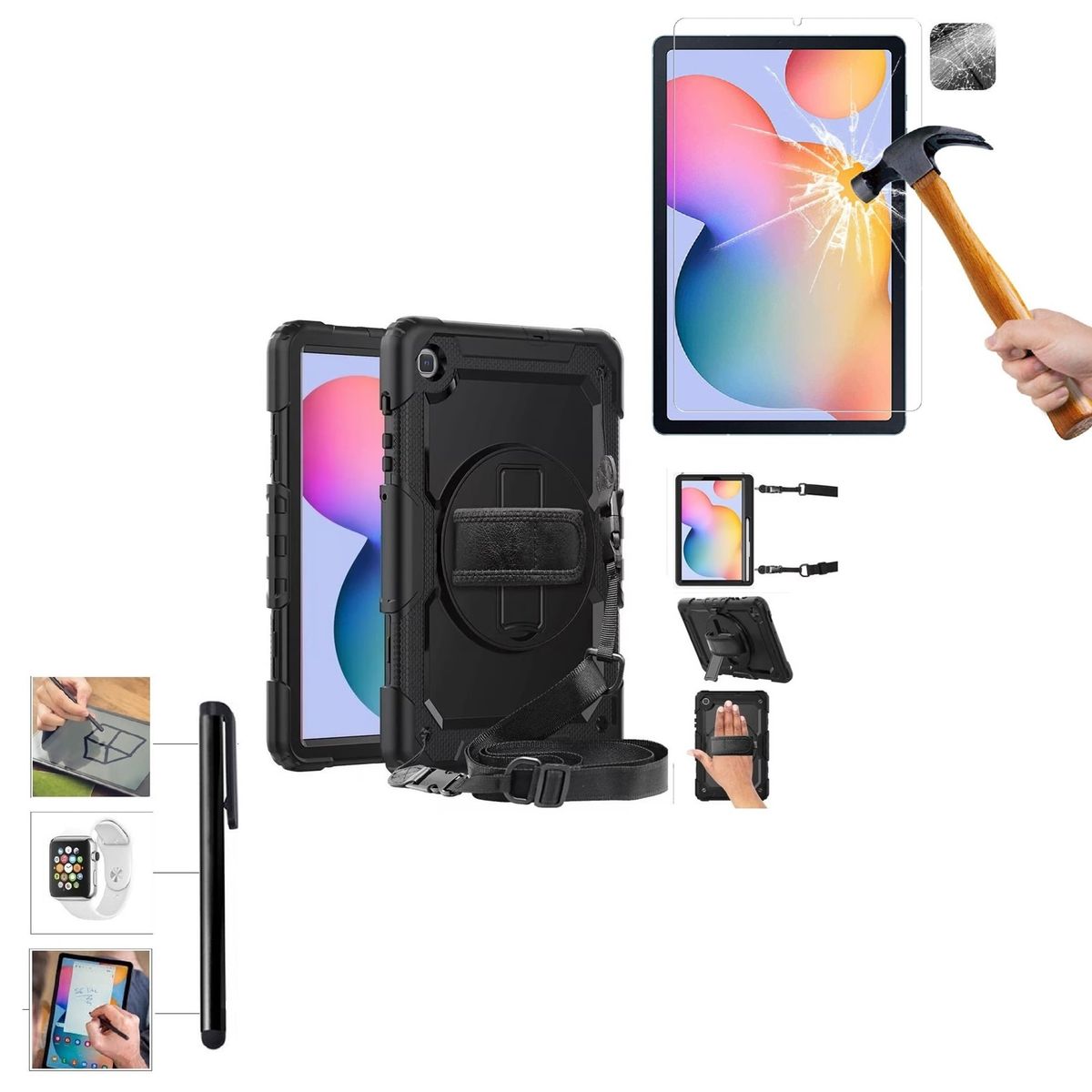 GENERICO - Funda Armor + Mica Vidrio + Lapiz Samsung Tab S6 Lite 10.4 SM-P610 615