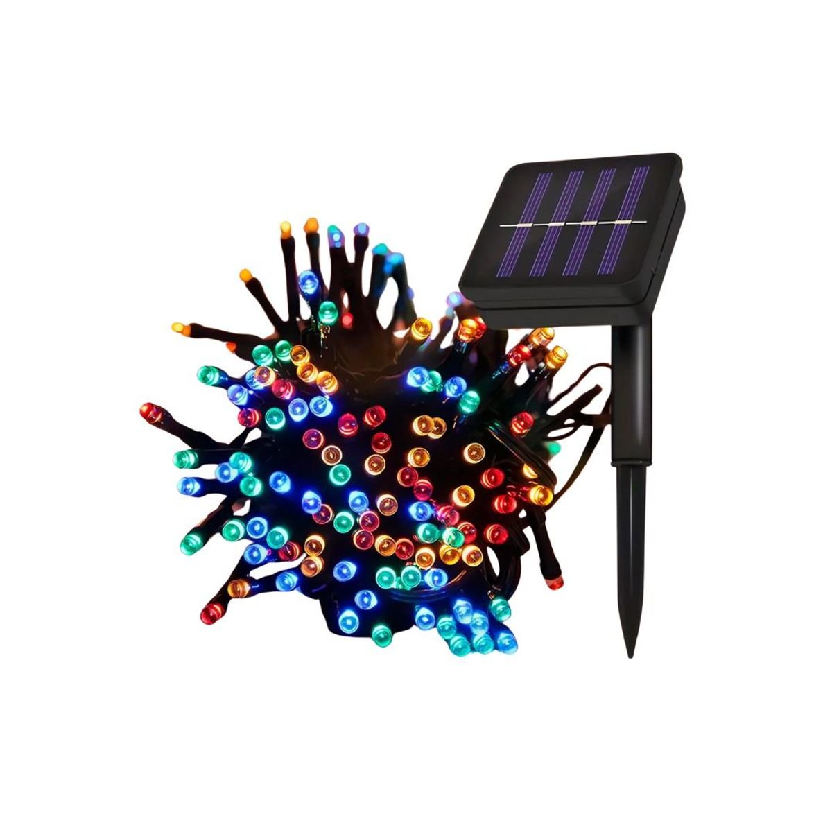 GENERICO - Luces Navideñas con Panel Solar de Colores 20mts