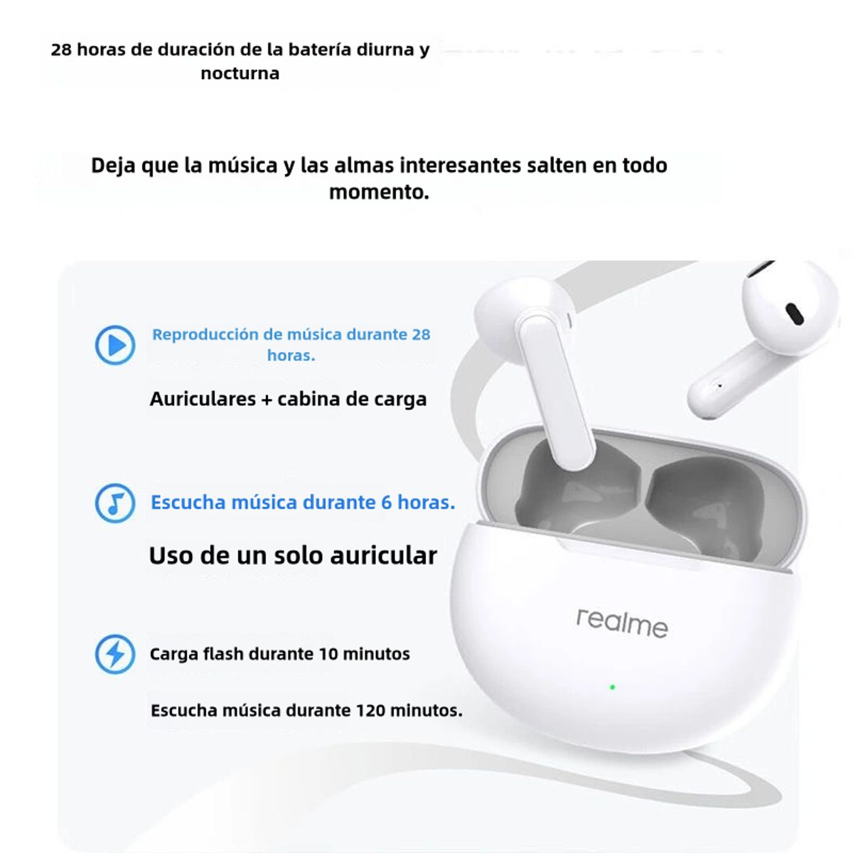 REALME - Audífonos Bluetooth Realme Buds T01 Blanco