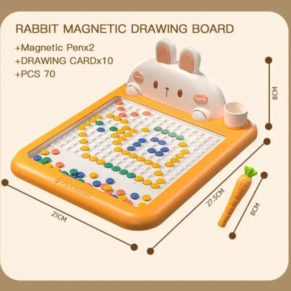 GENERICO - Tablero de dibujo magnético montessori con forma de conejo Naranja