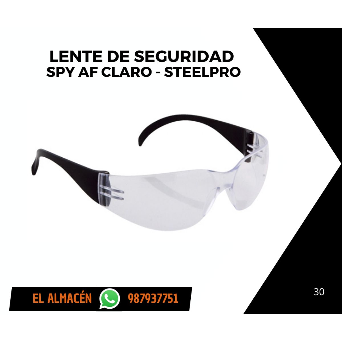STEEL PRO - LENTES DE SEGURIDAD SPY AF CLARO CAJA x 12