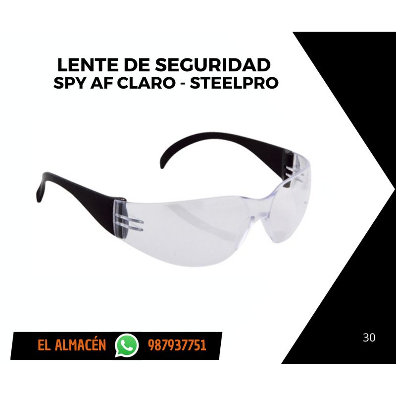 STEEL PRO - LENTES DE SEGURIDAD SPY AF CLARO CAJA x 12