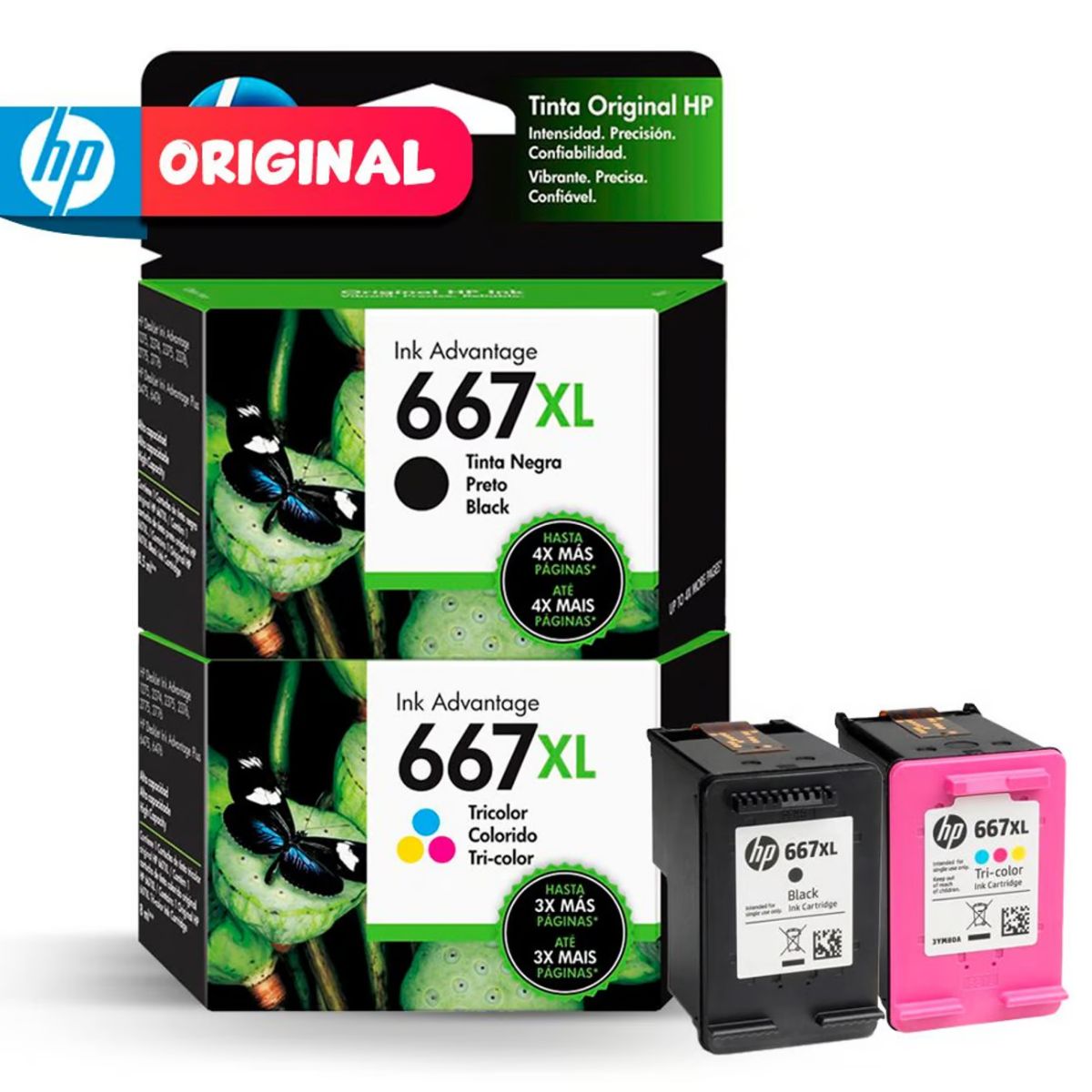 HP - Kit Tinta HP 667XL Negro Tricolor original