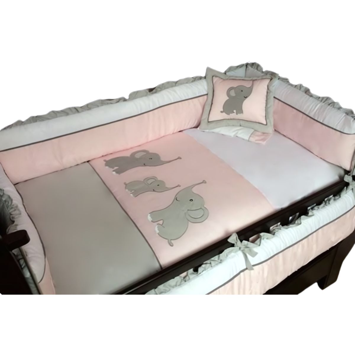 GENERICO - Set de cuna  Diseño Tres elefantitos en color Rosado