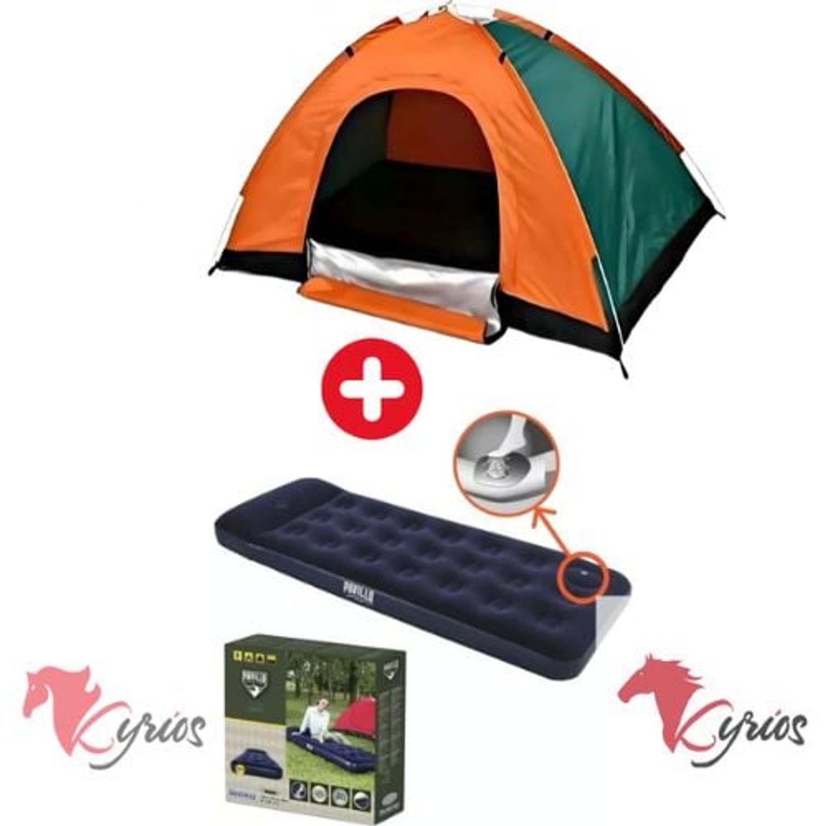 NO LOGO - Carpa Automática 6 Personas +  Colchón Inflable de 1 plaza