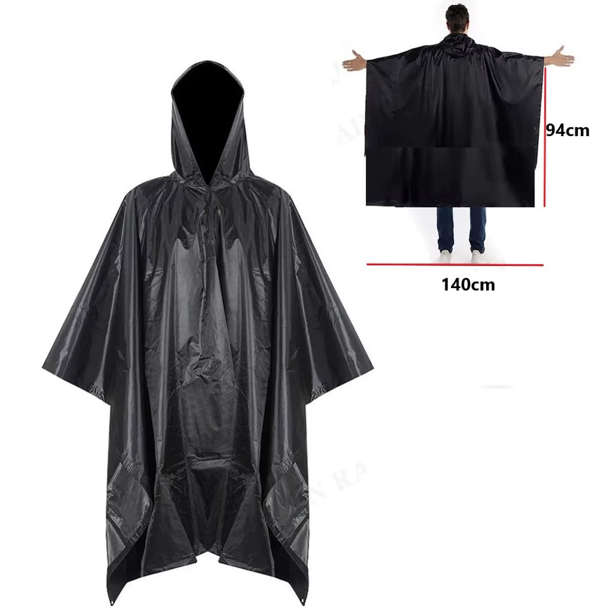 GENERICO - Poncho grueso pesado de alta calidad Impermeable - Negro