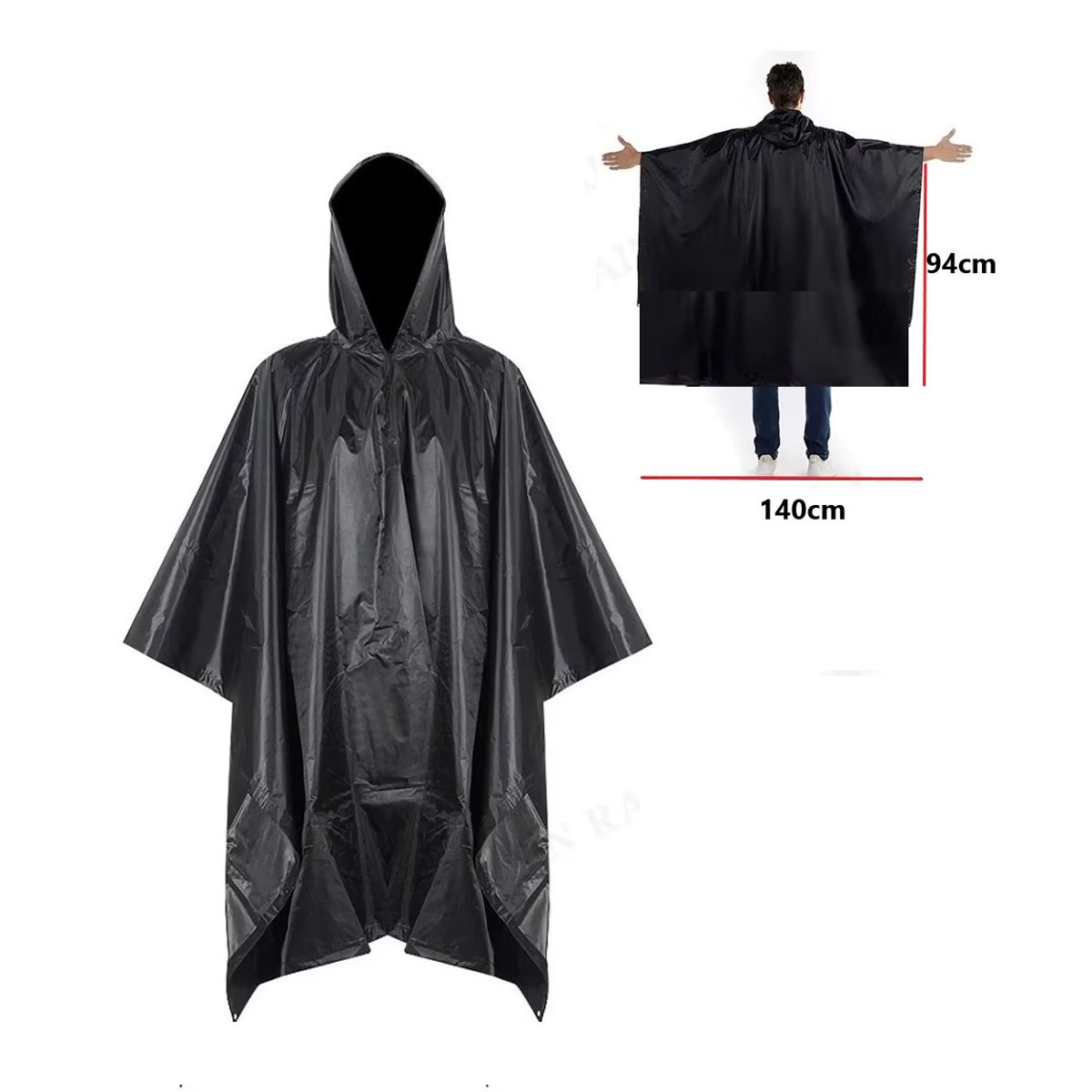 GENERICO - Poncho grueso pesado de alta calidad Impermeable - Negro