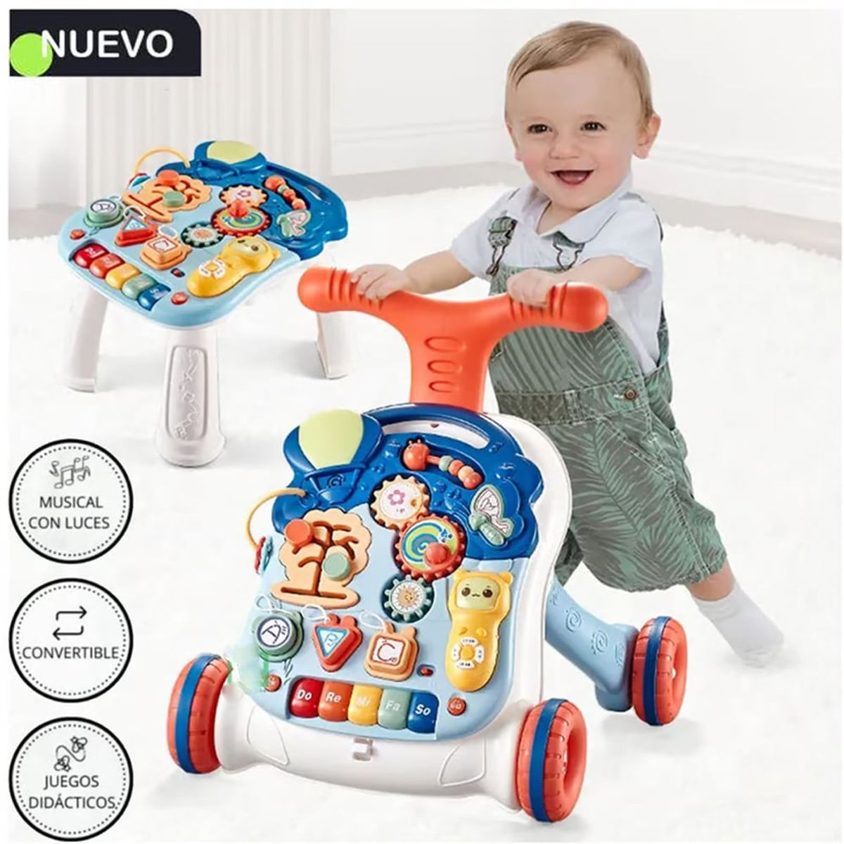 IDEAL - Andador Y Mesa Actividades Para Bebés 2 En 1 Musical Azul