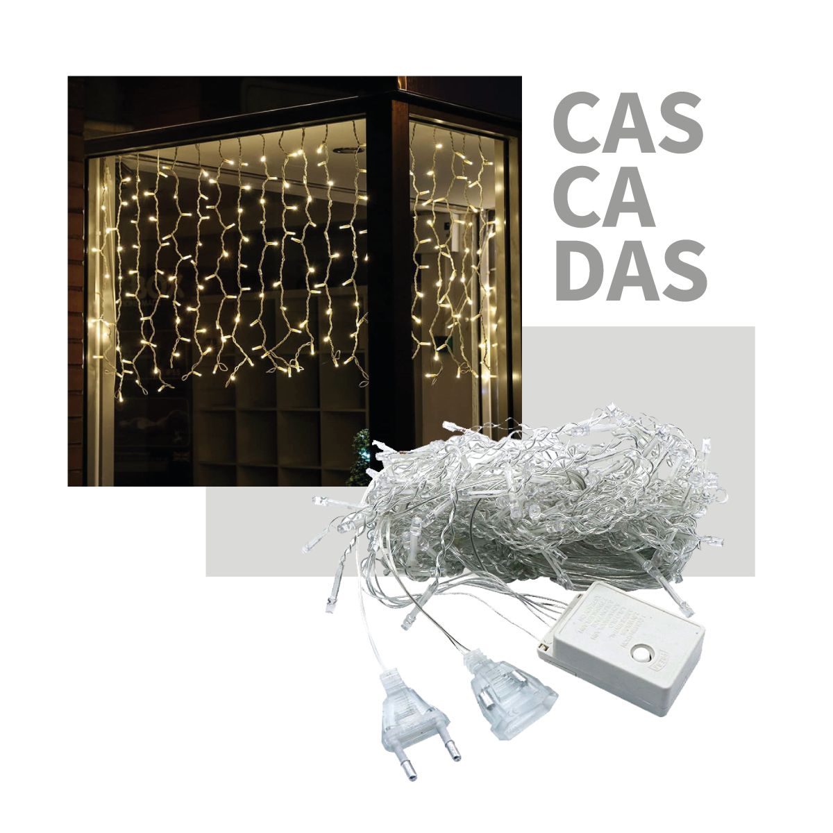 GENERICO - Cascada de 6 mts  300 led Navidad /Luces Led Amarillas/ Generico /