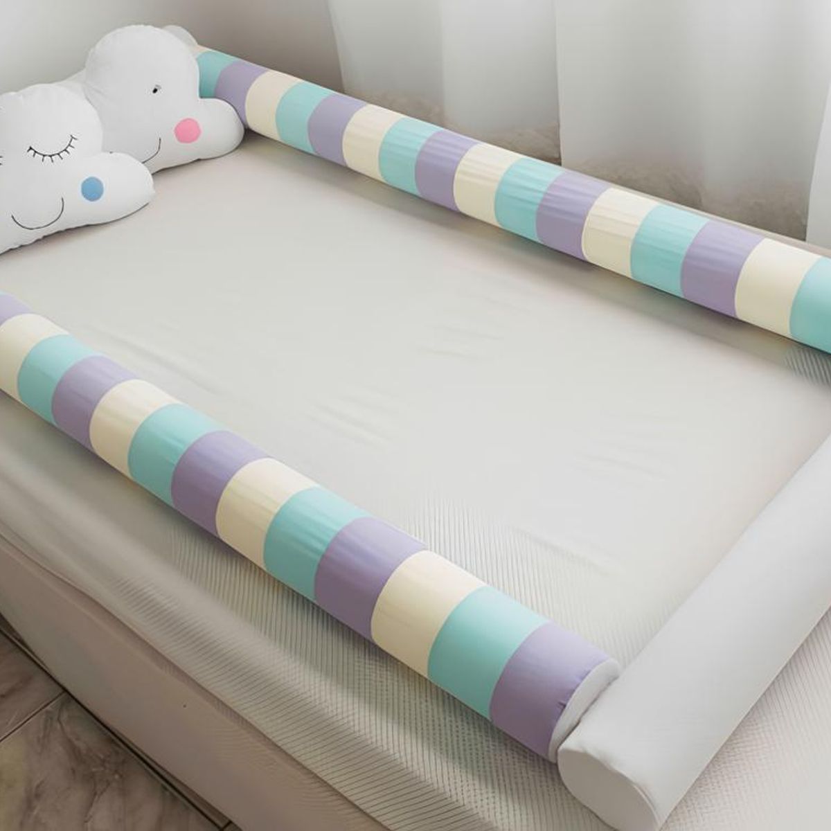 GENERICO - Bumpers Tubulares cama cuna Montessori 1.5 plazas - Tricolor