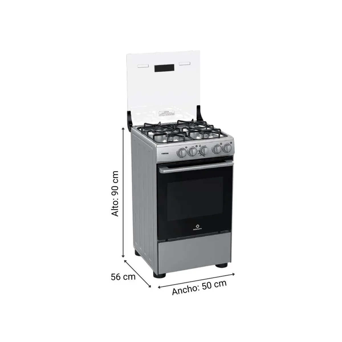 INDURAMA - Cocina Indurama de Pie a Gas 20" 4 Hornillas Acero Fontana - Gris - con Horno