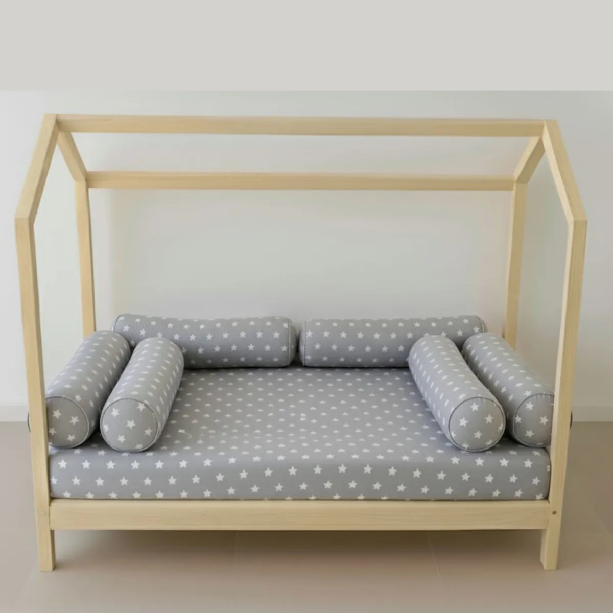 GENERICO - Bumpers Protectores Tubulares cama cuna Montessori 1.5 plazas - Estrellitas - Diseño 6 Piezas