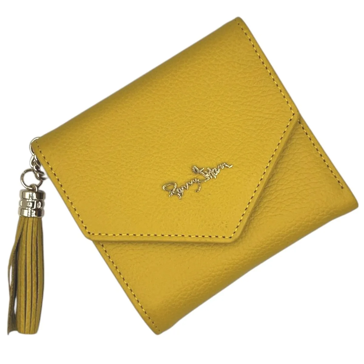 PERRY JHAN - Billetera para Mujer de Cuero 100% BD3015 Color Mostaza