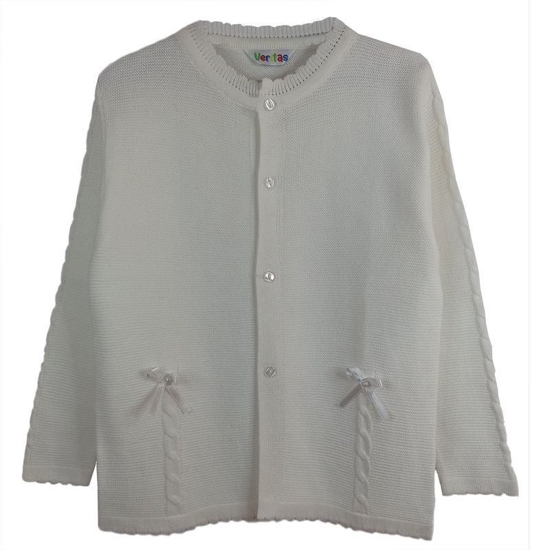 GENERICO - Chompa Tejida de hilo tacto para Niñas con Lazo Hueso