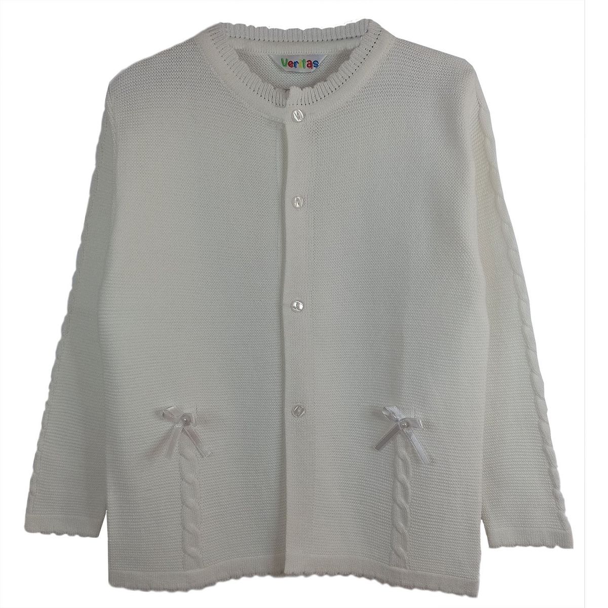 GENERICO - Chompa Tejida de hilo tacto para Niñas con Lazo Hueso