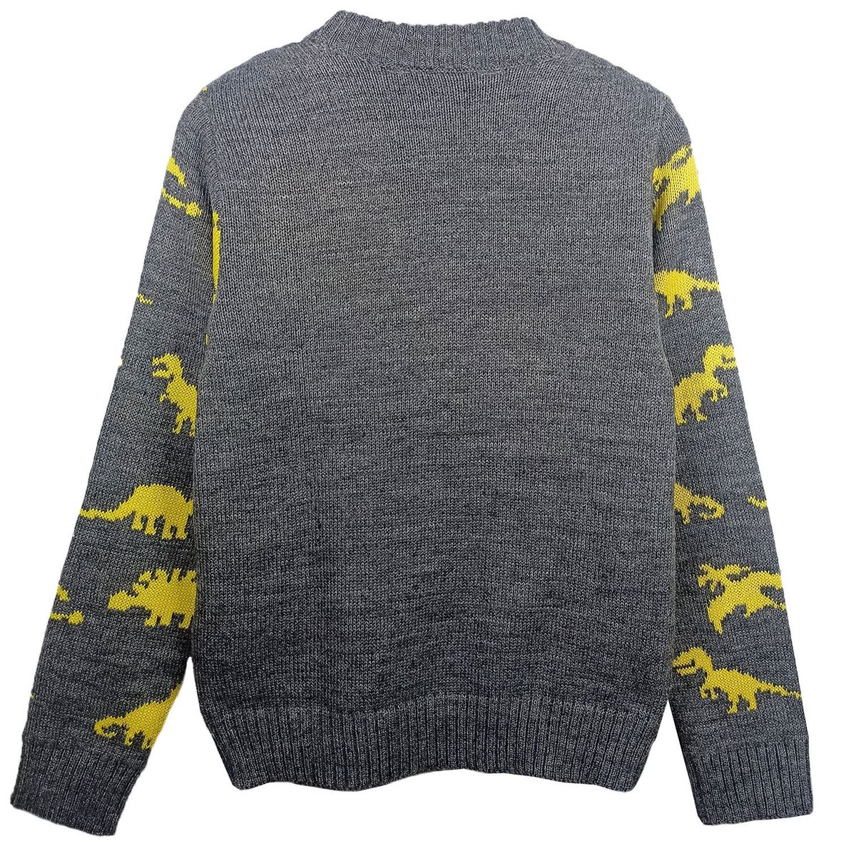 GENERICO - Chompa de hilo tacto para niños Dino Plomo Amarillo