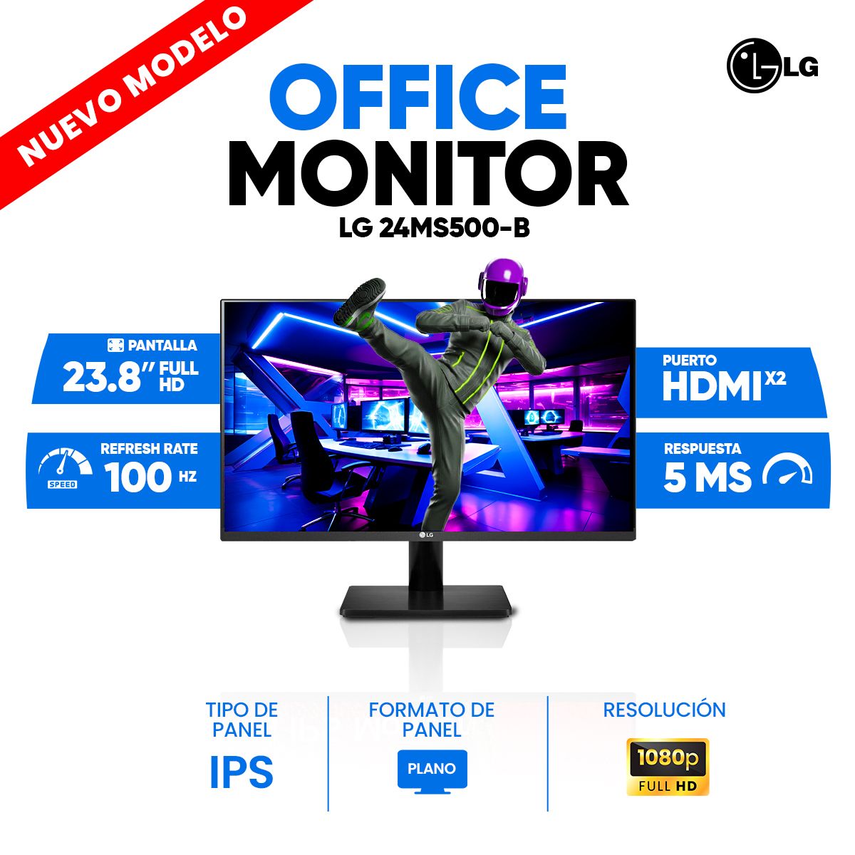 LG - Monitor LG 24MS500-B 23,8 FHD IPS 1920x1080 HDMI x2