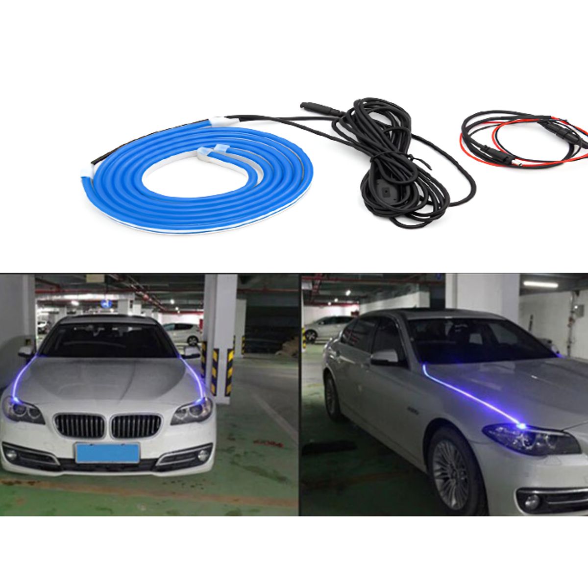 GENERICO - Tiras Led  Para Capot 90cm Color Azul  Auto o Camioneta 2pcz