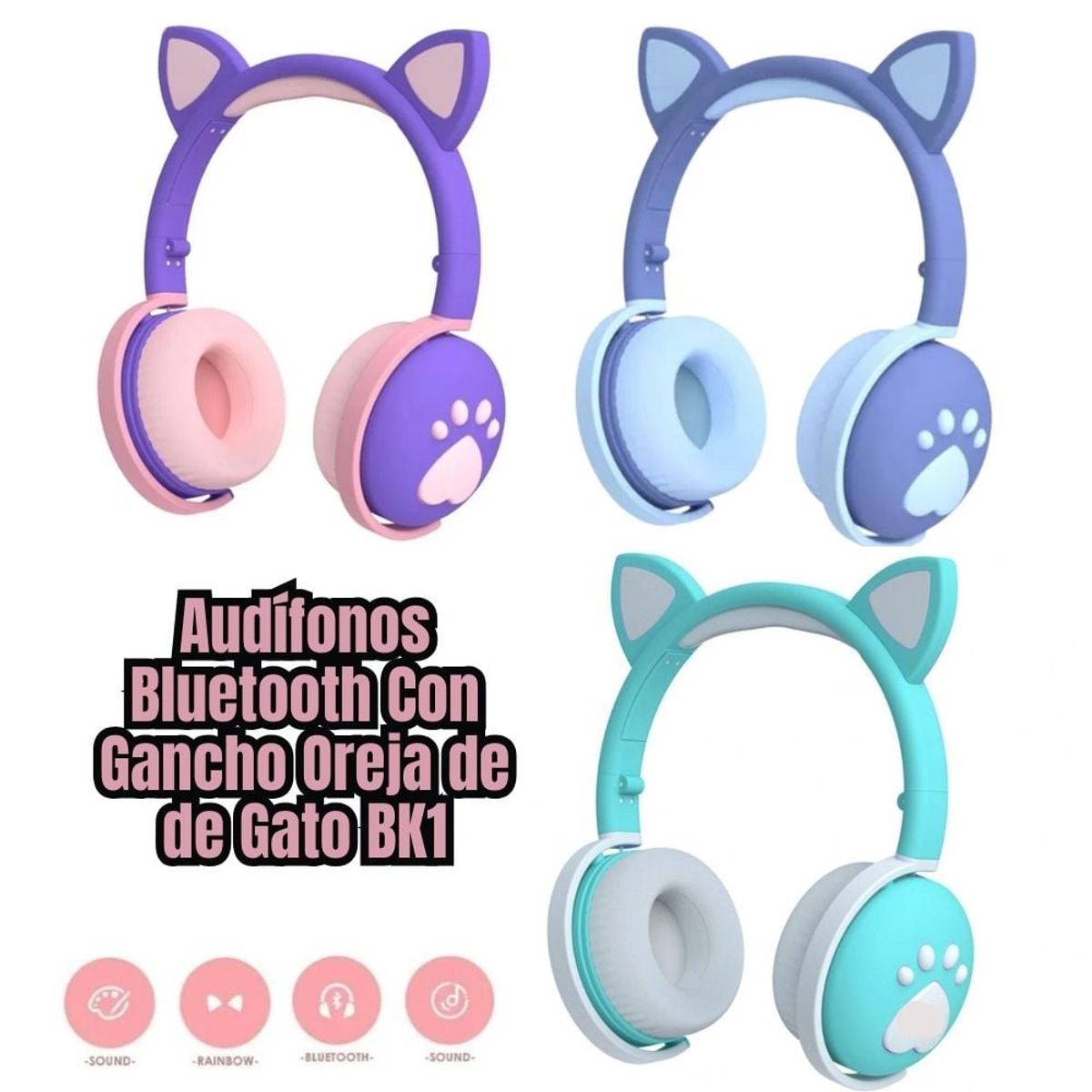 GENERICO - Audífonos bluetooth inalámbricos de gato-BK1