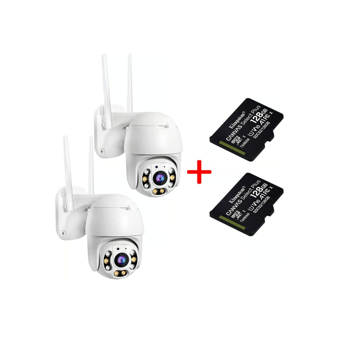 GENERICO - Pack de 2 Camaras A6 IP y 2 Memorias de 128GB Visión Nocturna