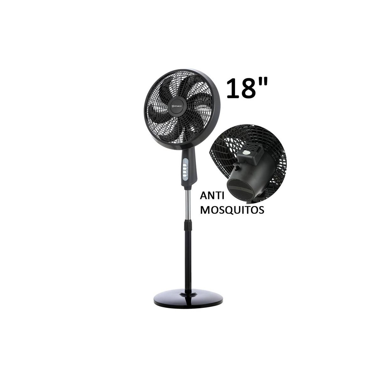 IMACO - Ventilador Pedestal Imaco 18″ 85W Negro FSM7518MK