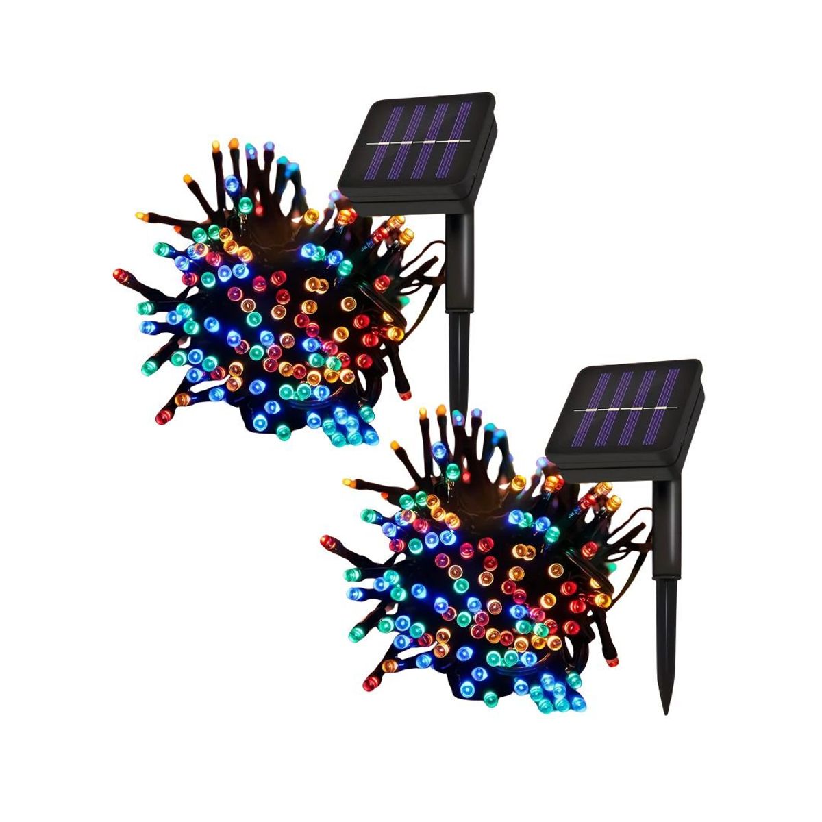 GENERICO - Luces Navideñas con Panel Solar de Colores 20mts x2Unids