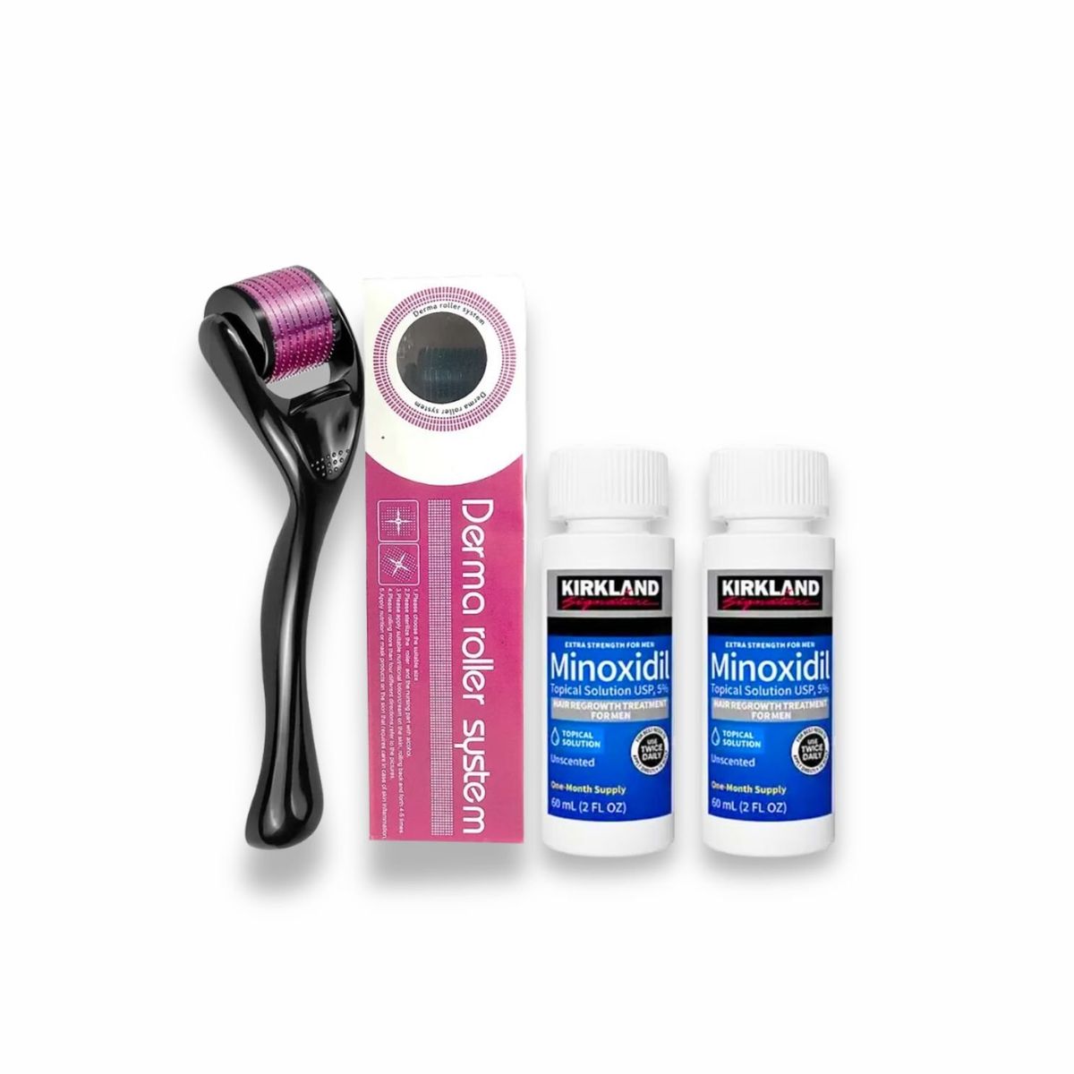 KIRKLAND - Dúo de Crecimiento Minoxidil 60ml x2 + Derma Roller
