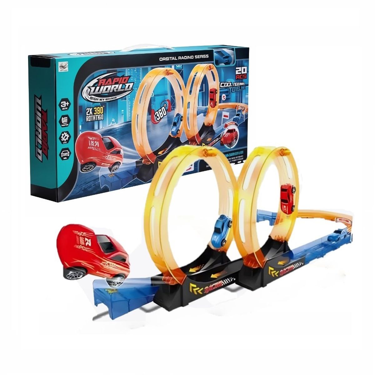 GENERICO - Pista de carreras RAPID WORLD 360 2X - 20 Pcs