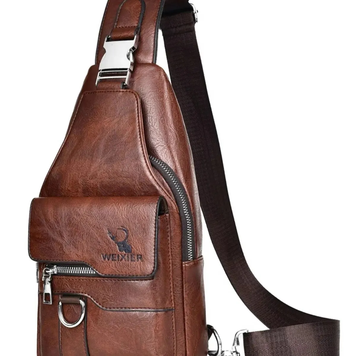BULLCAPTAIN - Makeway - Morral mochila cruzada Hombre cuero PU