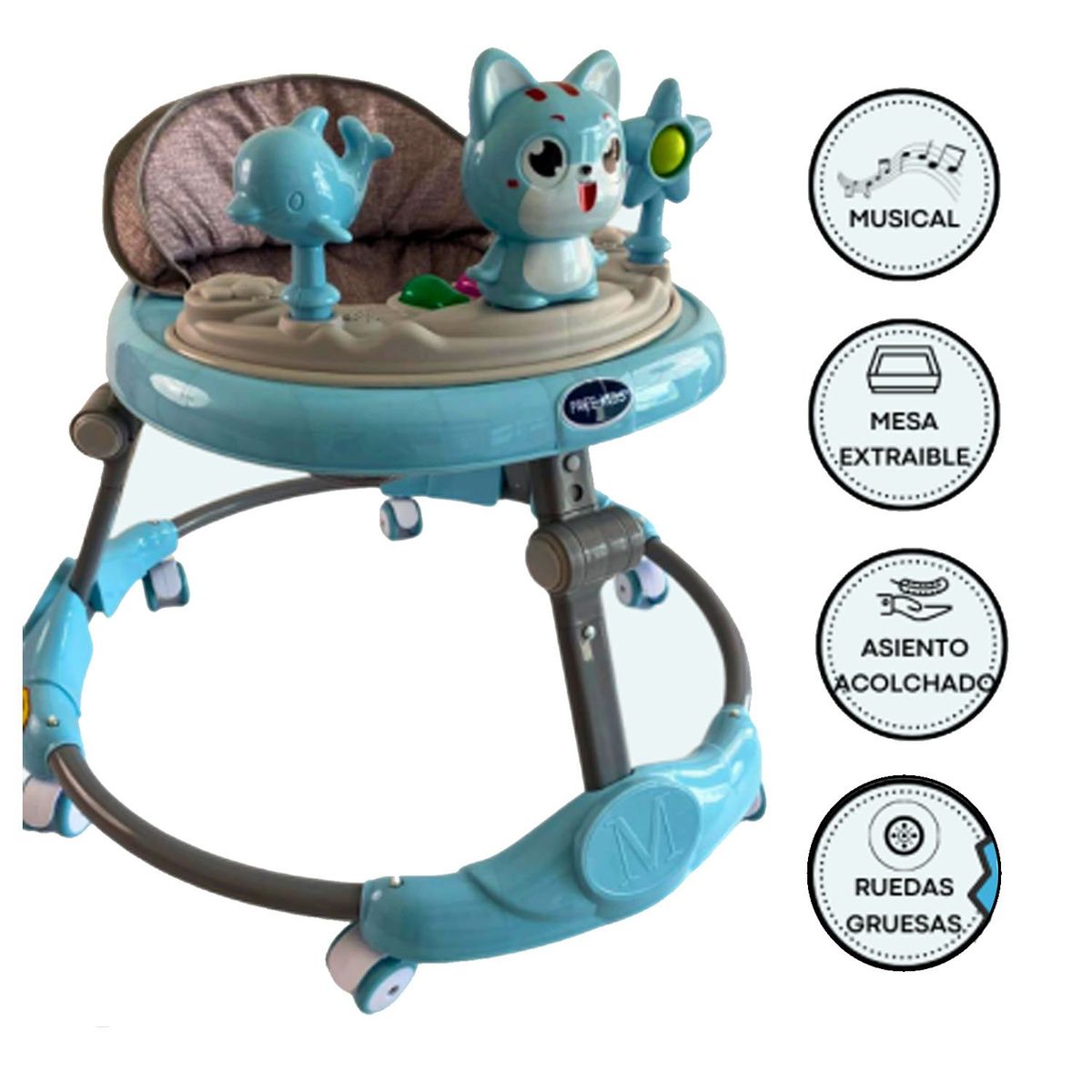 GENERICO - Andador para Bebe Musical Gatito Celeste