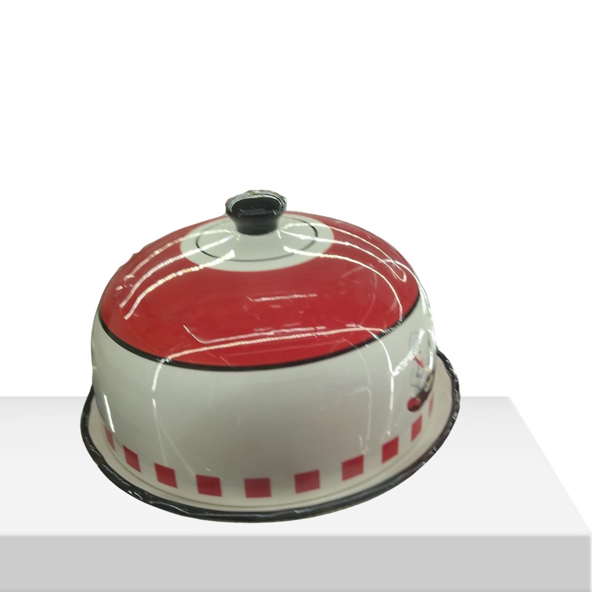 GENERICO - QUESERA DE LOZA COLOR  BLANCO Y ROJO