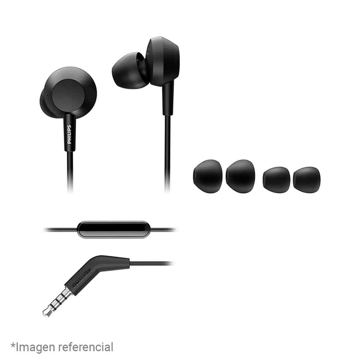 PHILIPS - AUDIFONO CON MICROFONO PHILIPS IN-EAR TAE4105BK  NEGRO