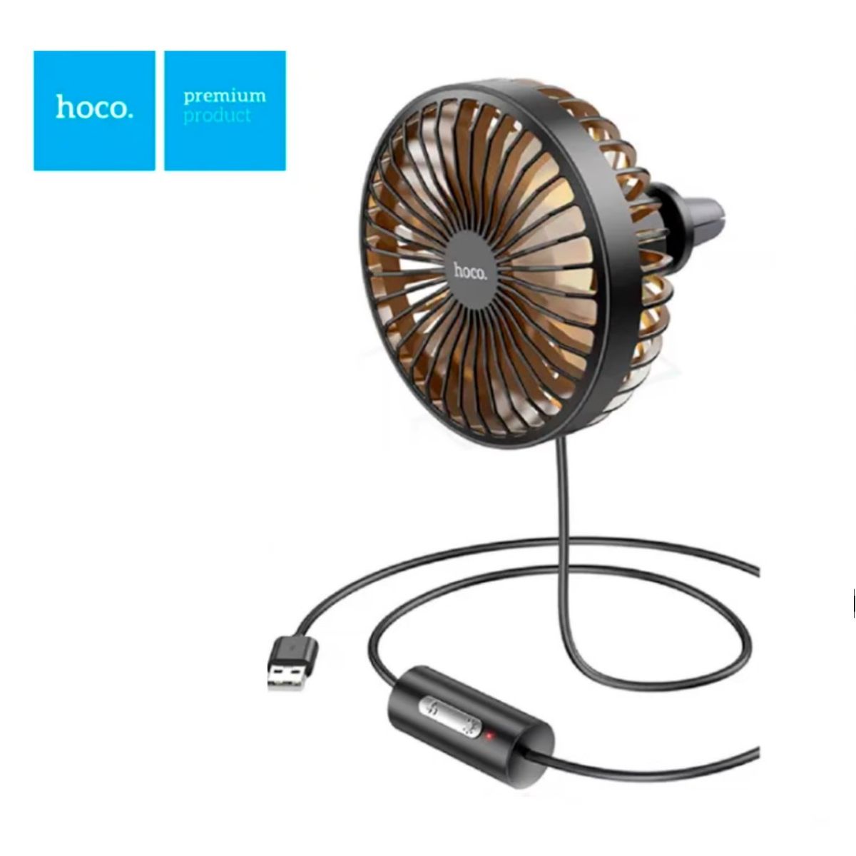 HOCO - Ventilador HOCO de 3 Niveles De Aire para Auto - Portátil USB ZP2