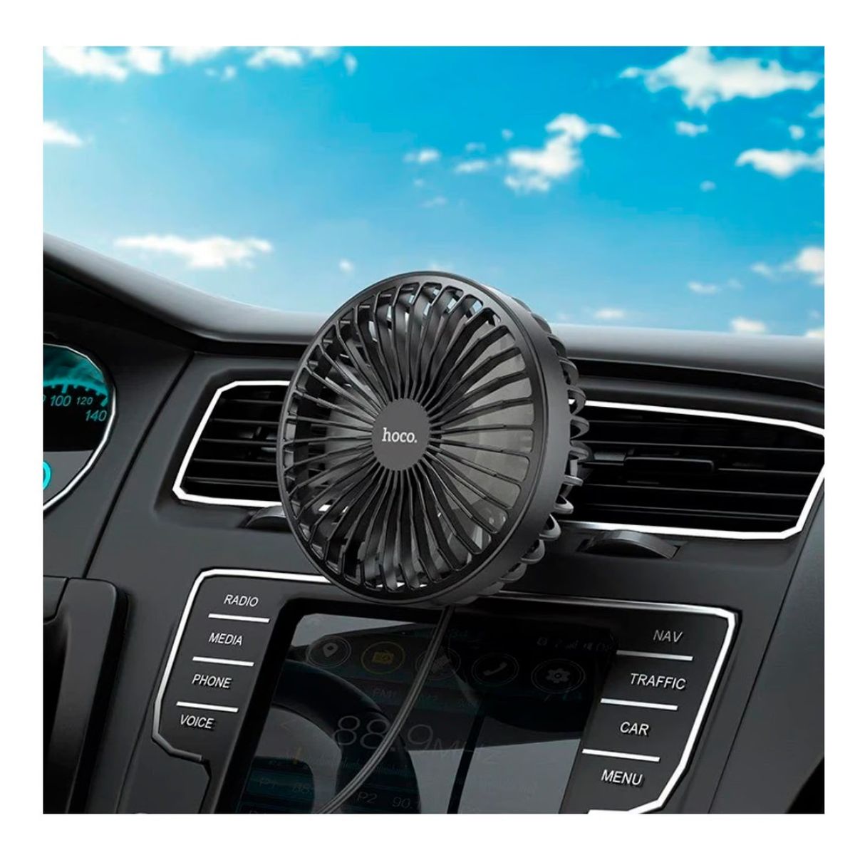 HOCO - Ventilador HOCO de 3 Niveles De Aire para Auto - Portátil USB ZP2